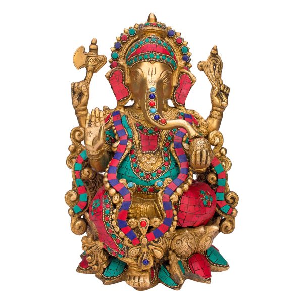 Kartique Brass Ganesha Idol Ganpati Murti Ganesh Chaturthi Statue (Copy)